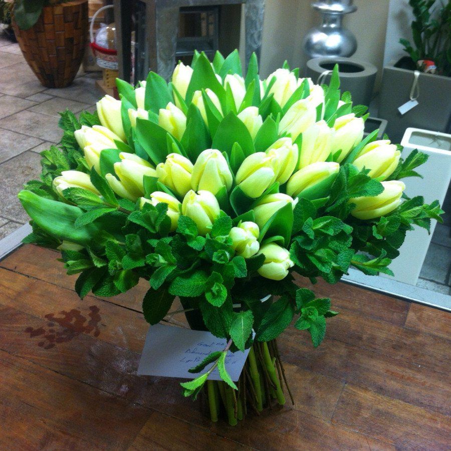 Composizione floreale con piante verdi