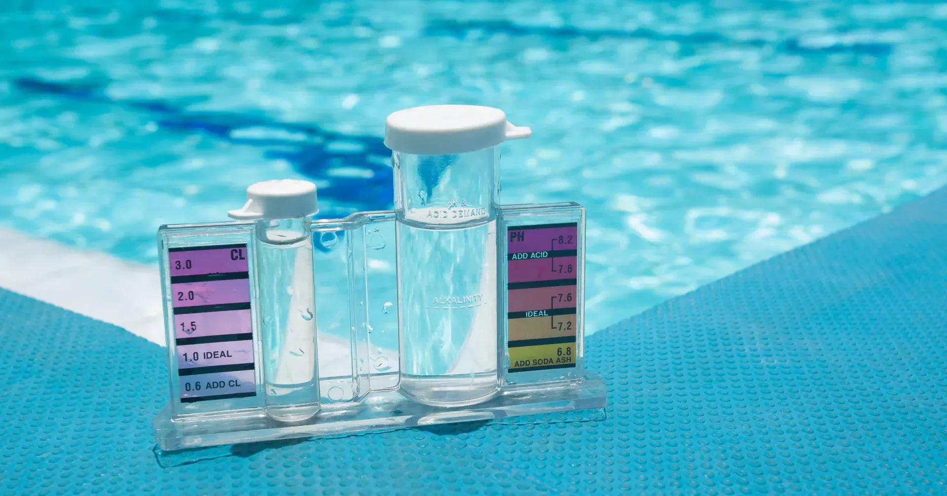 Image showing water testing kit next to pool