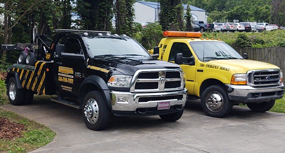 Black And Yellow Tow Truck — Winston Salem, NC — Southside Towing of Winston Salem