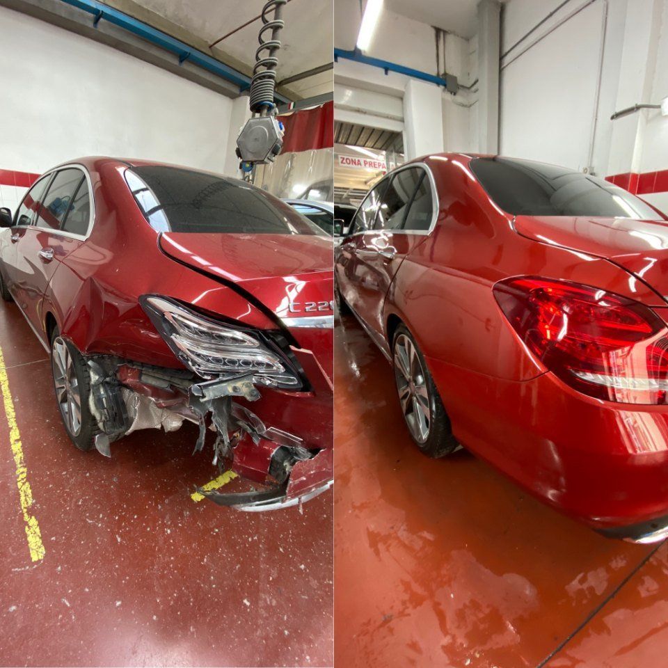 prima e dopo la riparazione della carrozzeria auto