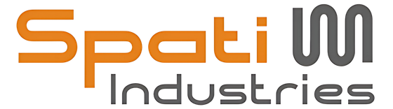 The logo for spati industries is orange and black on a white background.