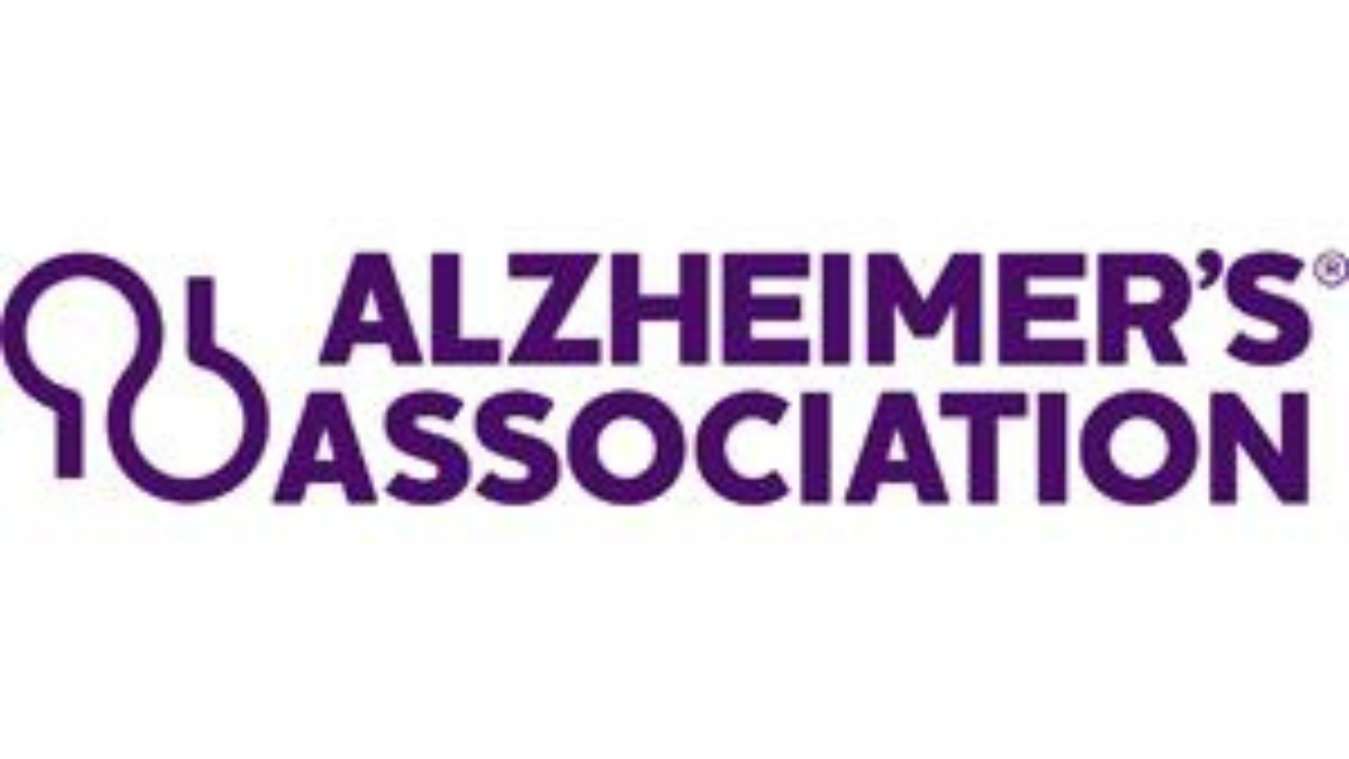 The logo for the alzheimer 's association is purple and white.