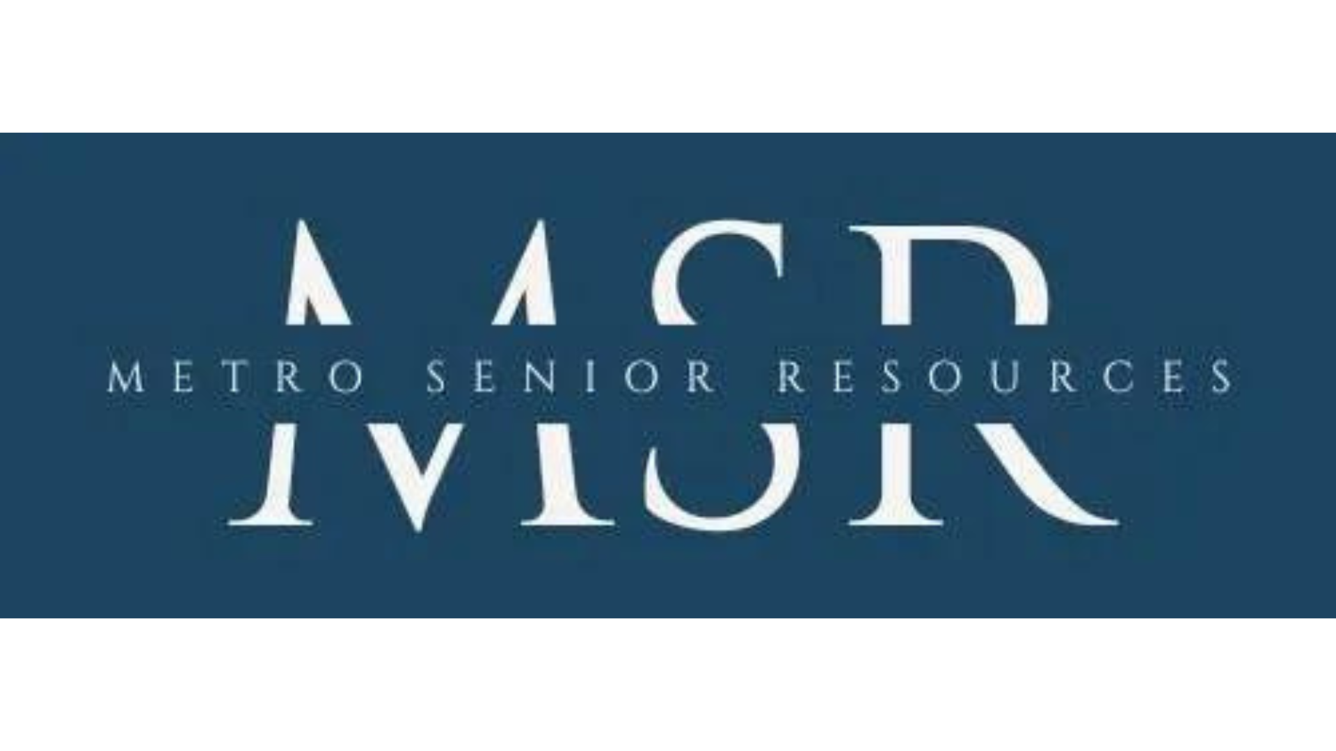 The logo for metro senior resources is blue and white