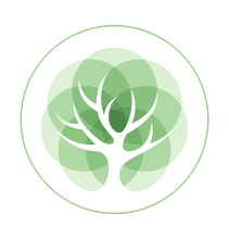 A tree with leaves in a circle on a white background.