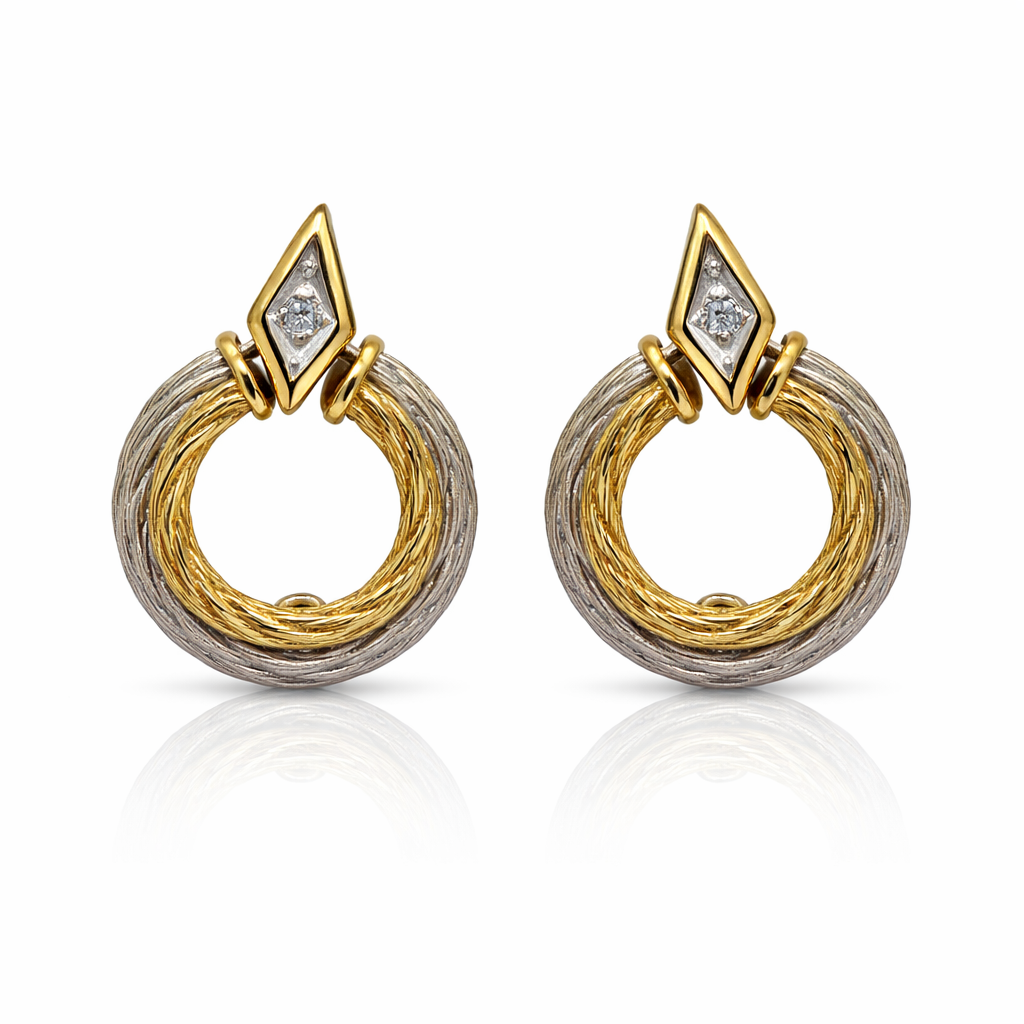 Bicolor oorstekers met diamant 0.06ct Juwelier Schouten Middenwaard