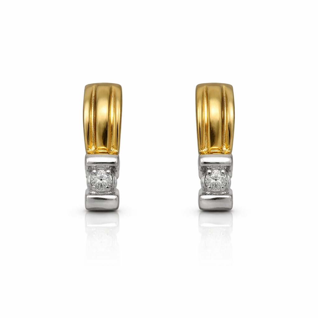 Bicolor oorstekers met diamant 0.08ct Juwelier Schouten Middenwaard