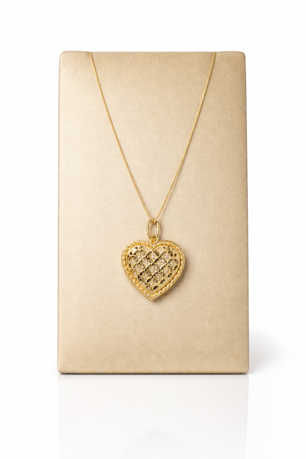 Goud collier met hart, harthanger