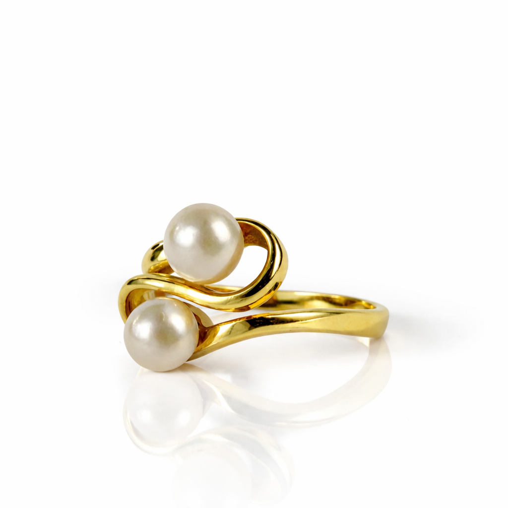 Gouden ring met zoetwaterparels maat 18 3/4 Juwelier Schouten Middenwaard