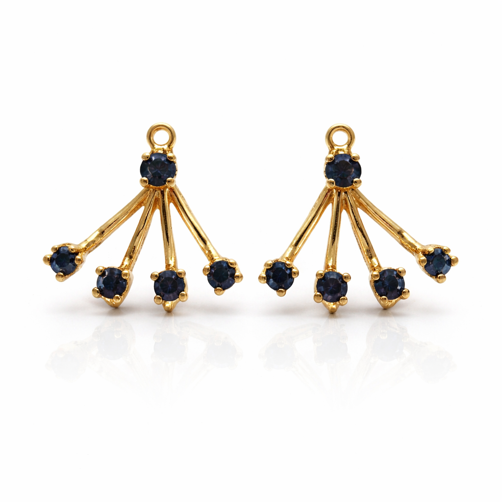 Oorstekers goud met saffier Juwelier Schouten Middenwaard