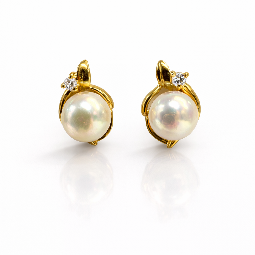 Parel oorsteker met zirkonia 14k goud Juwelier Schouten Middenwaard