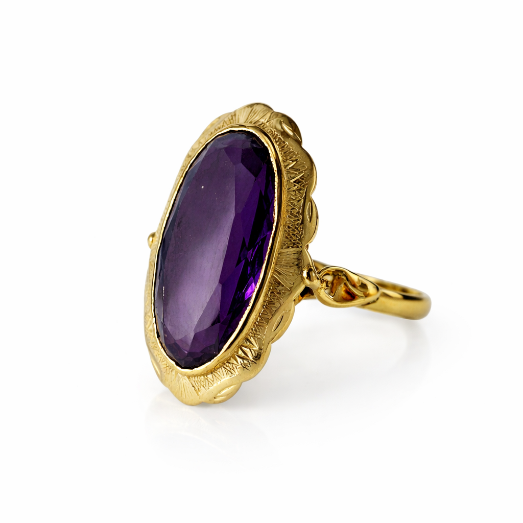 Ring paarse steen 14k maat 19,5 Juwelier Schouten Middenwaard