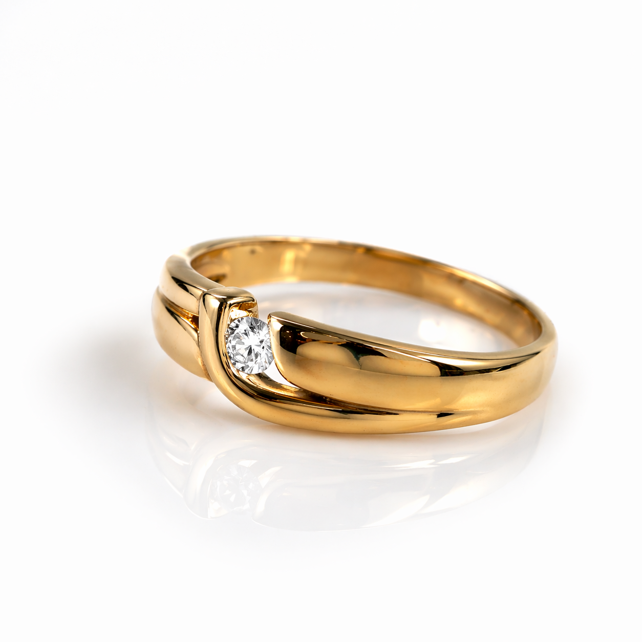 Solide ring 14k met zirkonia maat 17,5 Juwelier Schouten Middenwaard