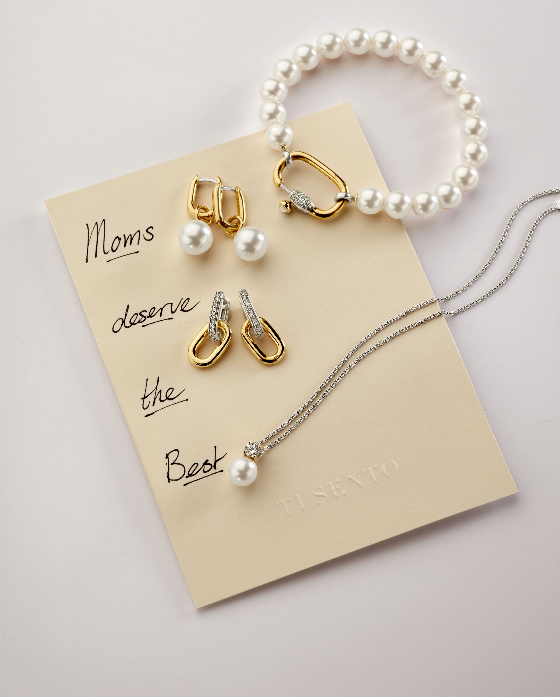 Ti Sento parelcollier, sieraden oorhangers, oorbellen, zilver, parelketting