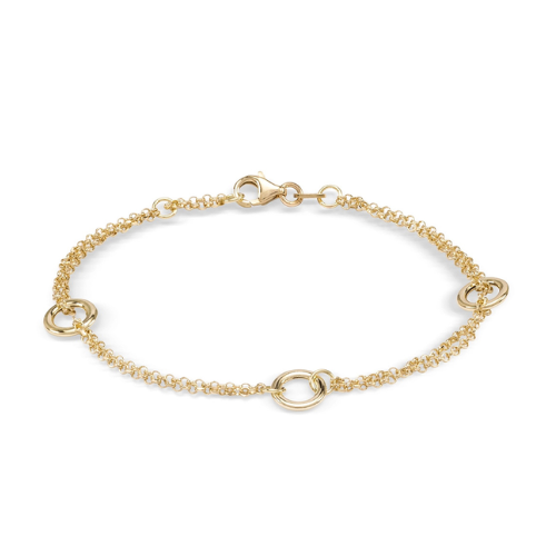 Monzario geelgouden armband dubbelrijig/enkele cirkel 19cm | 1477A GEEL