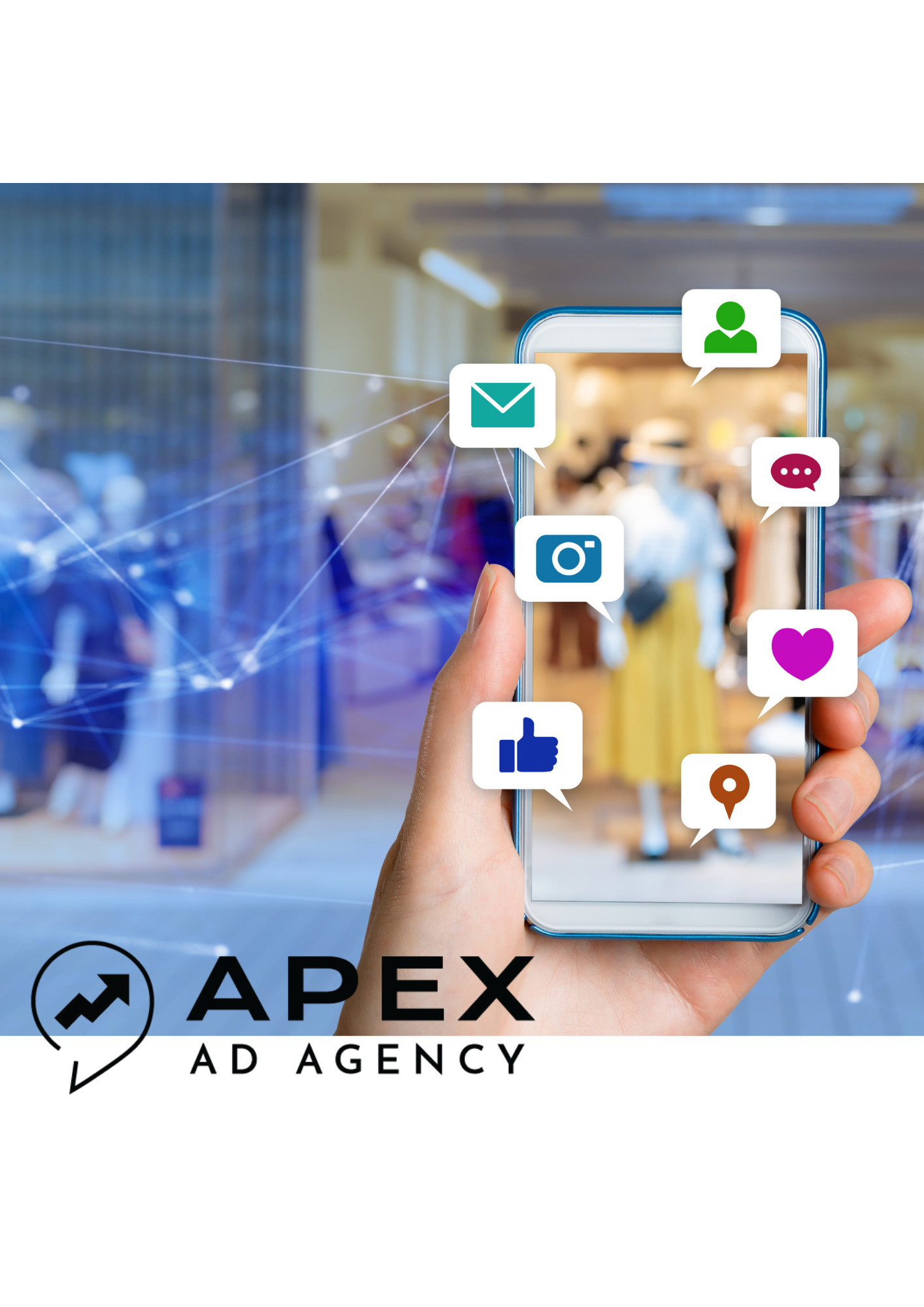 Person holding a phone, showcasing our expertise in connecting through social apps- Apex Ad Agency's Social Media Marketing.