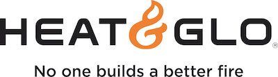 The logo for heat & glo says no one builds a better fire.