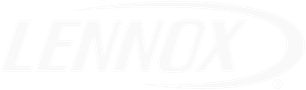 A white logo with the word lennox in a circle on a white background.