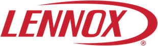 The lennox logo is red and white on a white background.