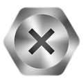 A metal button with a cross in the middle