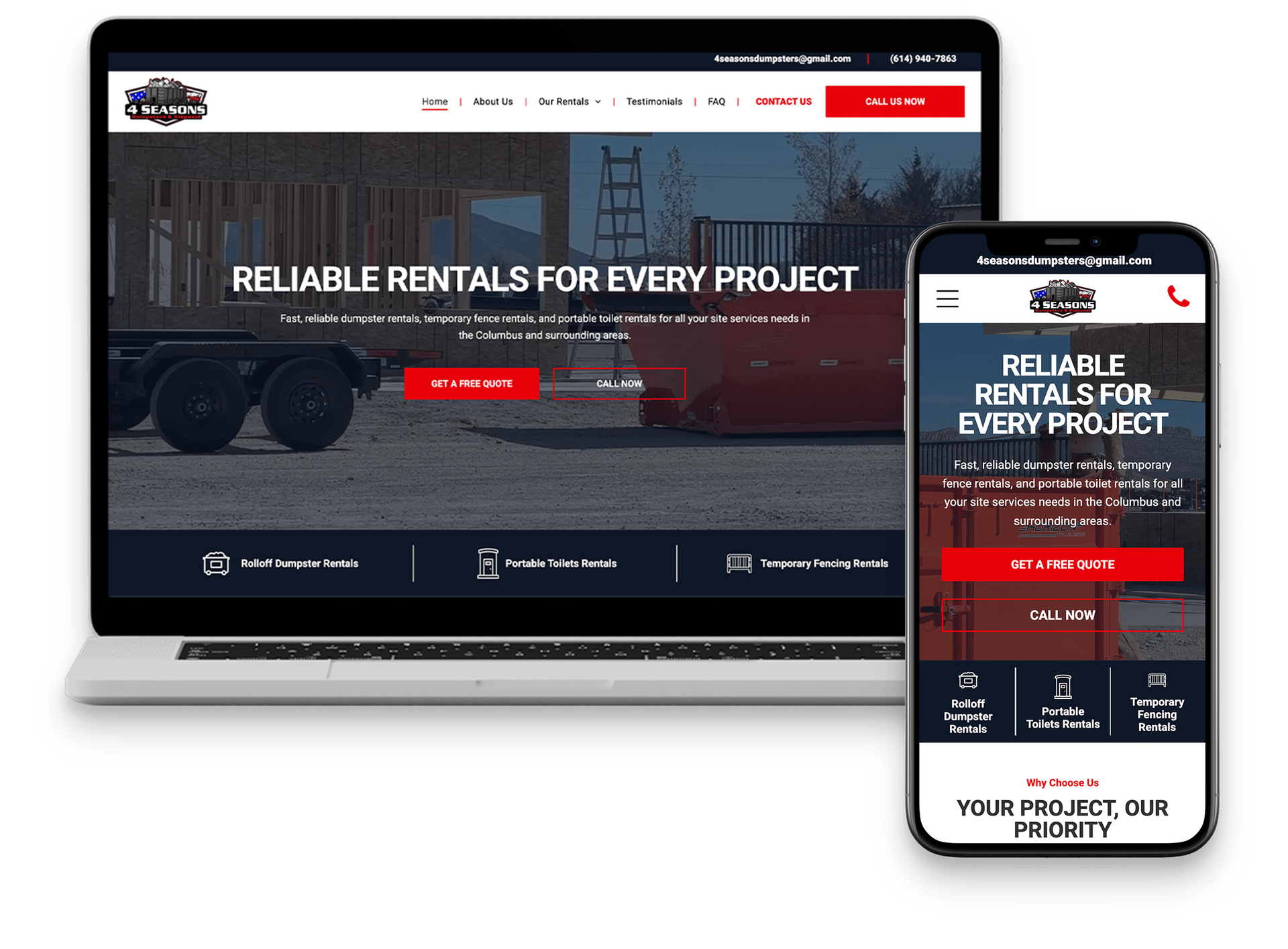 S&P Roll Offs dumpster rental website made by Dumpster Marketing.
