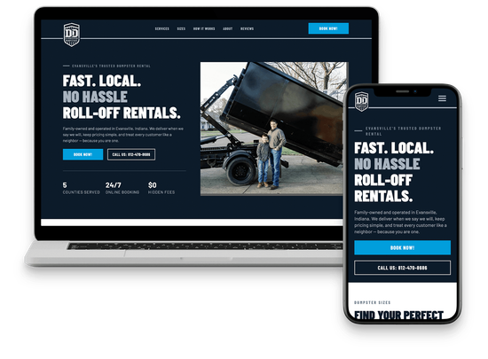 Grizzly Junk Pros dumpster rental website made by Dumpster Marketing.