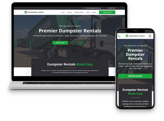 Greenwave Group dumpster rental website made by Dumpster Marketing.