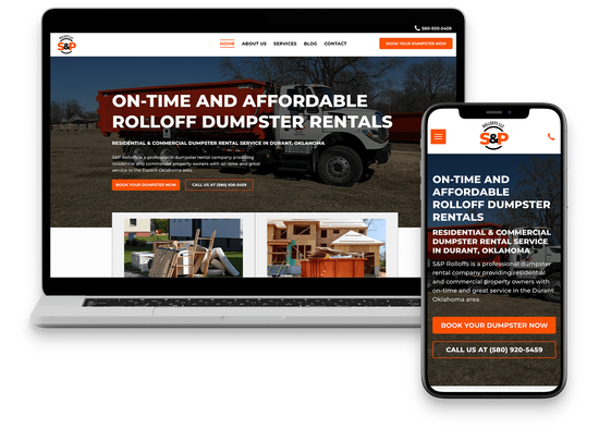 S&P Roll Offs dumpster rental website made by Dumpster Marketing.