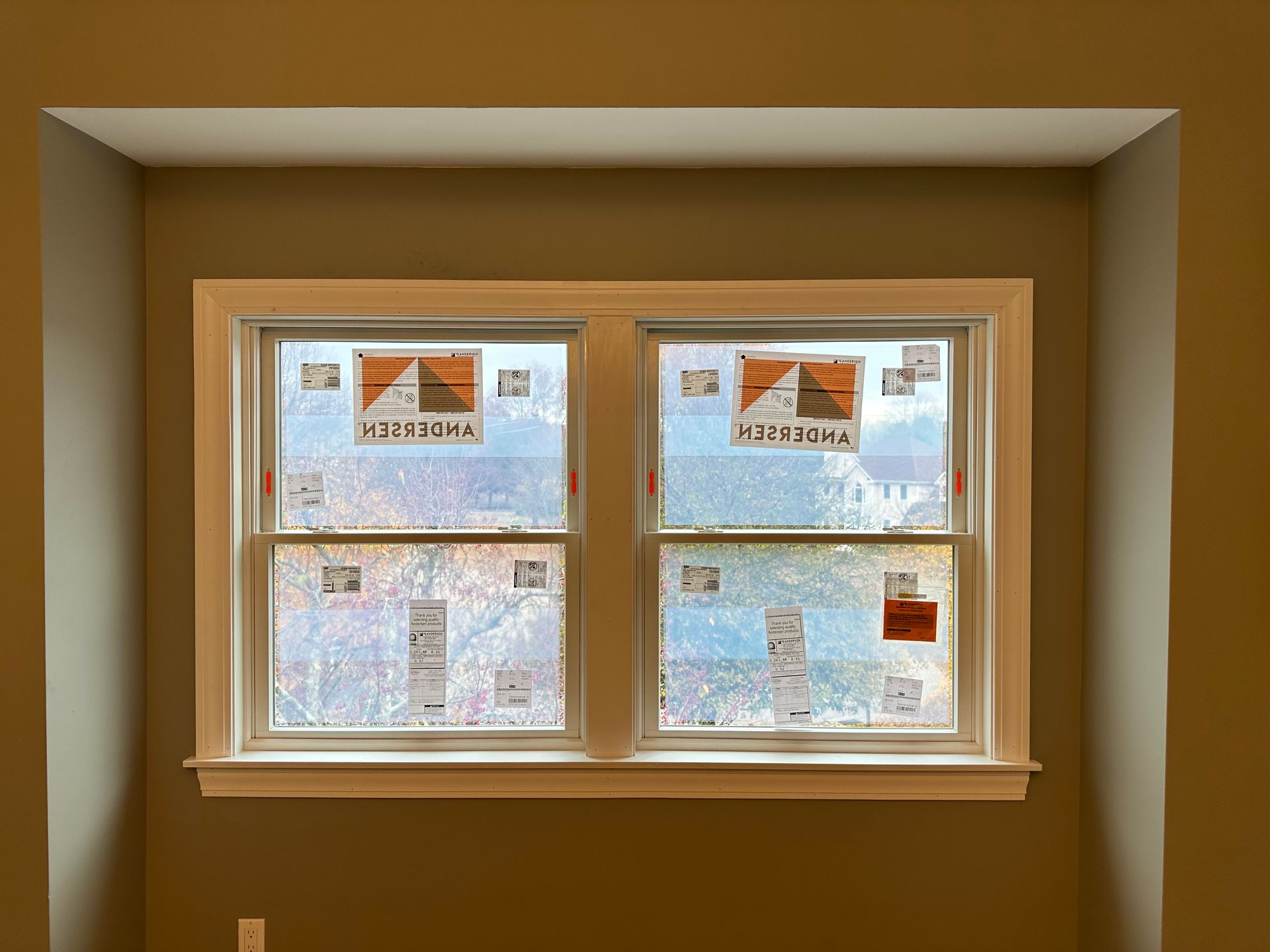 A window with a sticker on it that says ' a ' on it