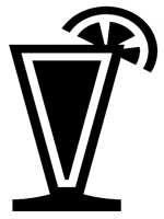 Cocktail glass with a lemon slice.