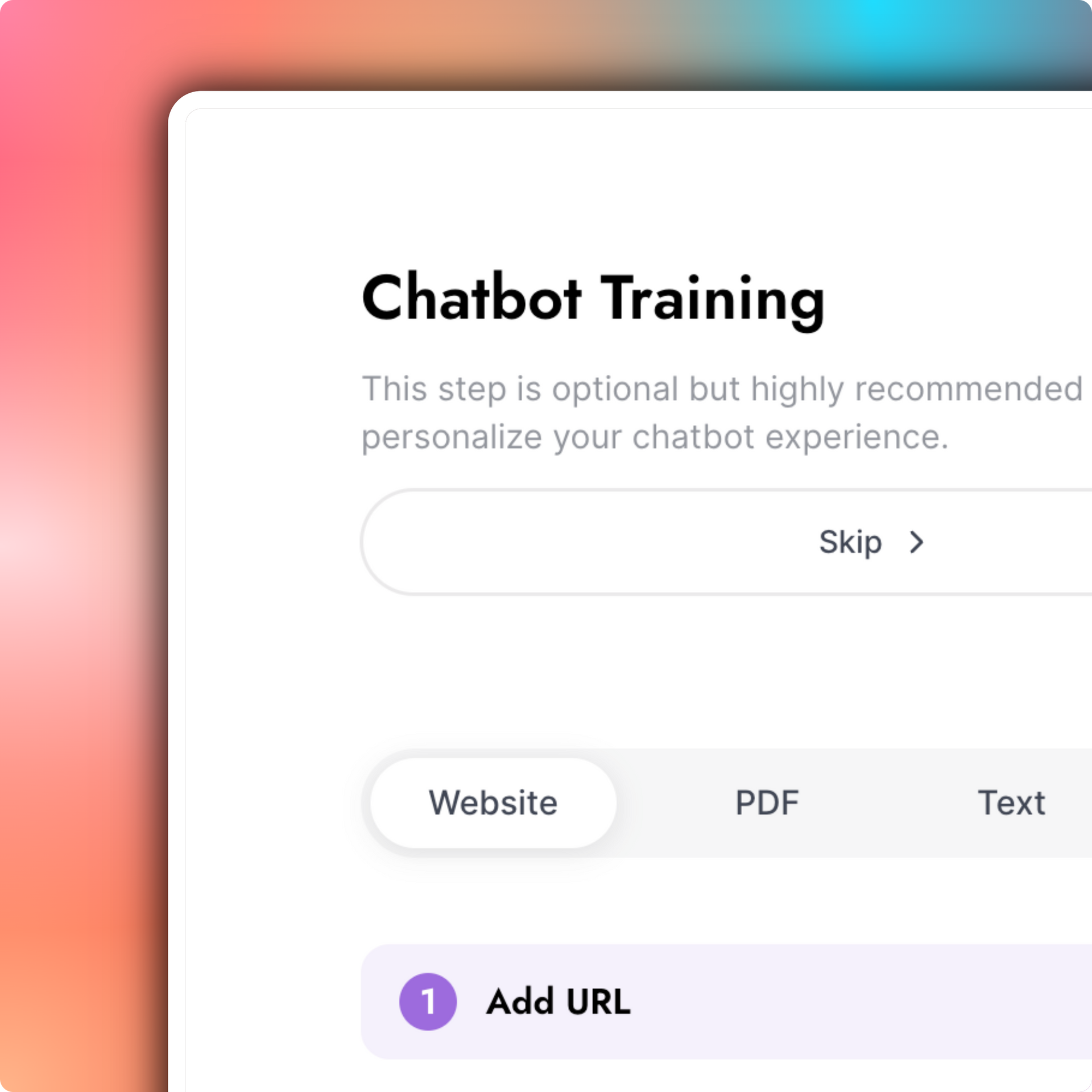 A screenshot of a chatbot training page.