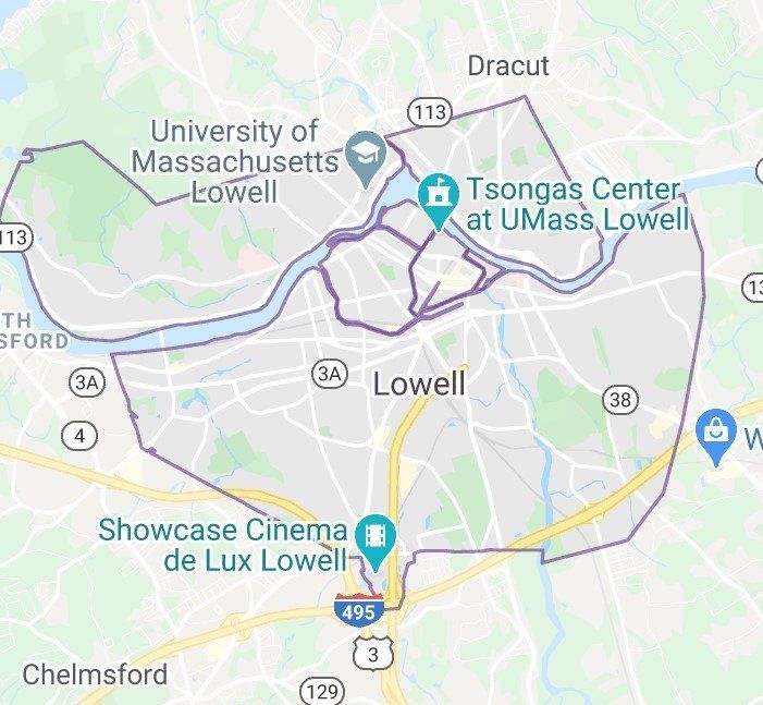 Map of Lowell MA