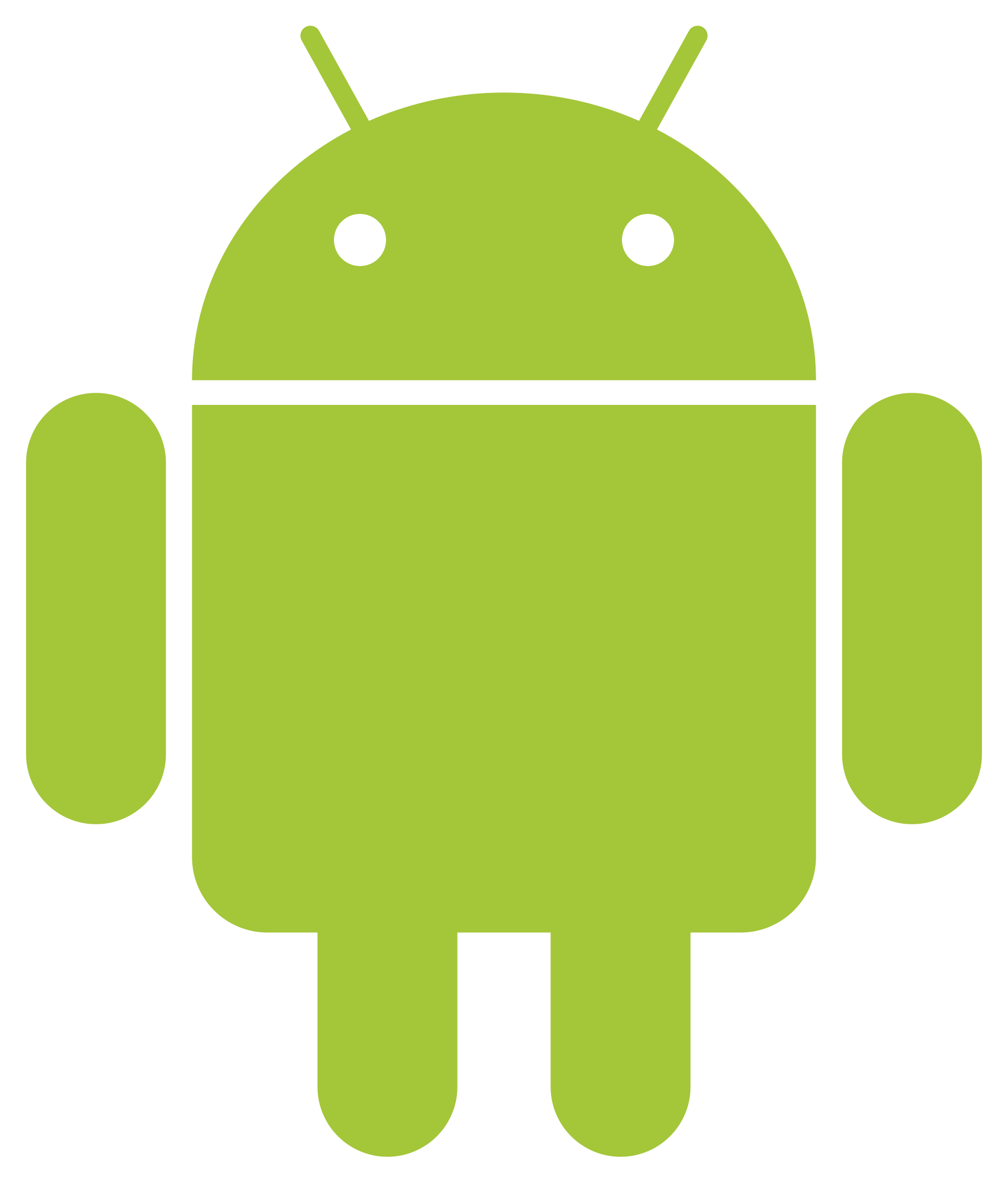 Green Android robot logo with white eyes and antenna.