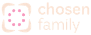 Logo: "chosen family" text with a floral-like design above.