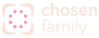 Logo: "chosen family" text with a floral-like design above.