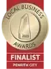 Local Business Awards finalist badge, gold and red,