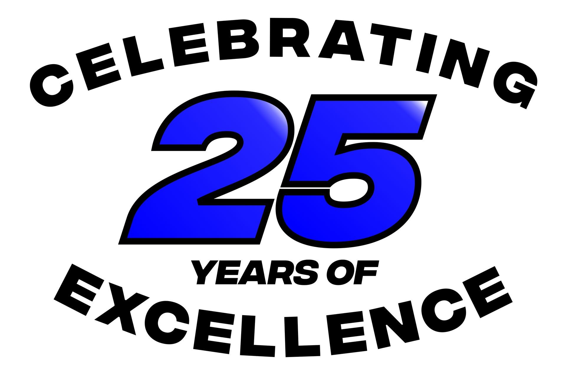 A logo that says celebrating 25 years of excellence