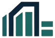 Logo: Abstract geometric shapes in teal and dark blue, with equal sign on the right.