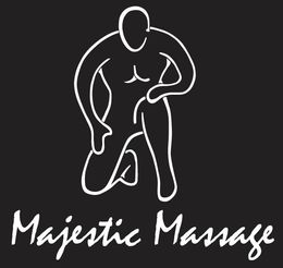 A black and white logo for majestic massage