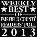 Black-and-white award badge reading “Weekly Best of Fairfield County Readers’ Poll 2013.”