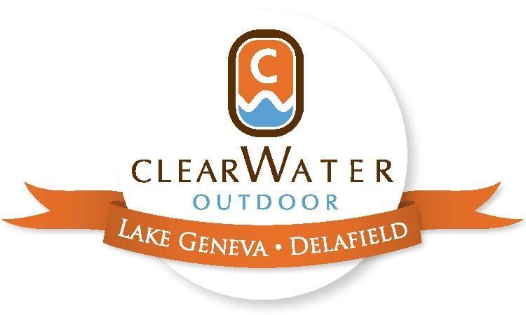 A logo for clearwater outdoor lake geneva delafield