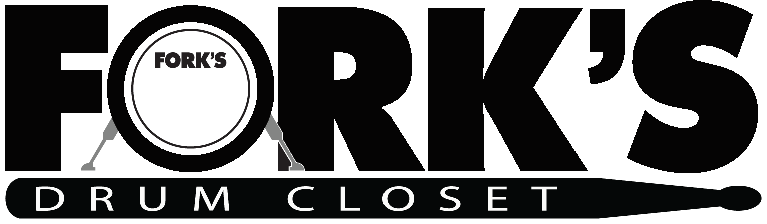 A black and white logo for fork 's drum closet