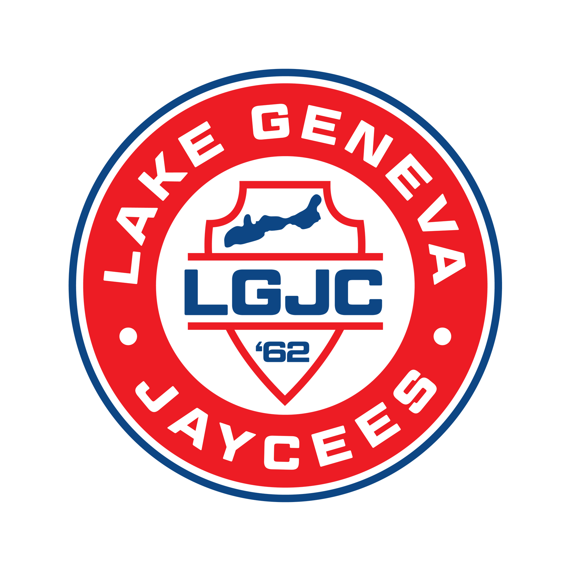 The logo for the lake geneva jaycees hockey team