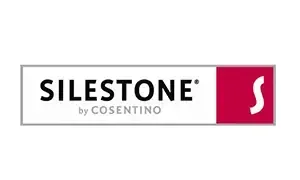 Silestone by Cosentino logo in black and red on a white background