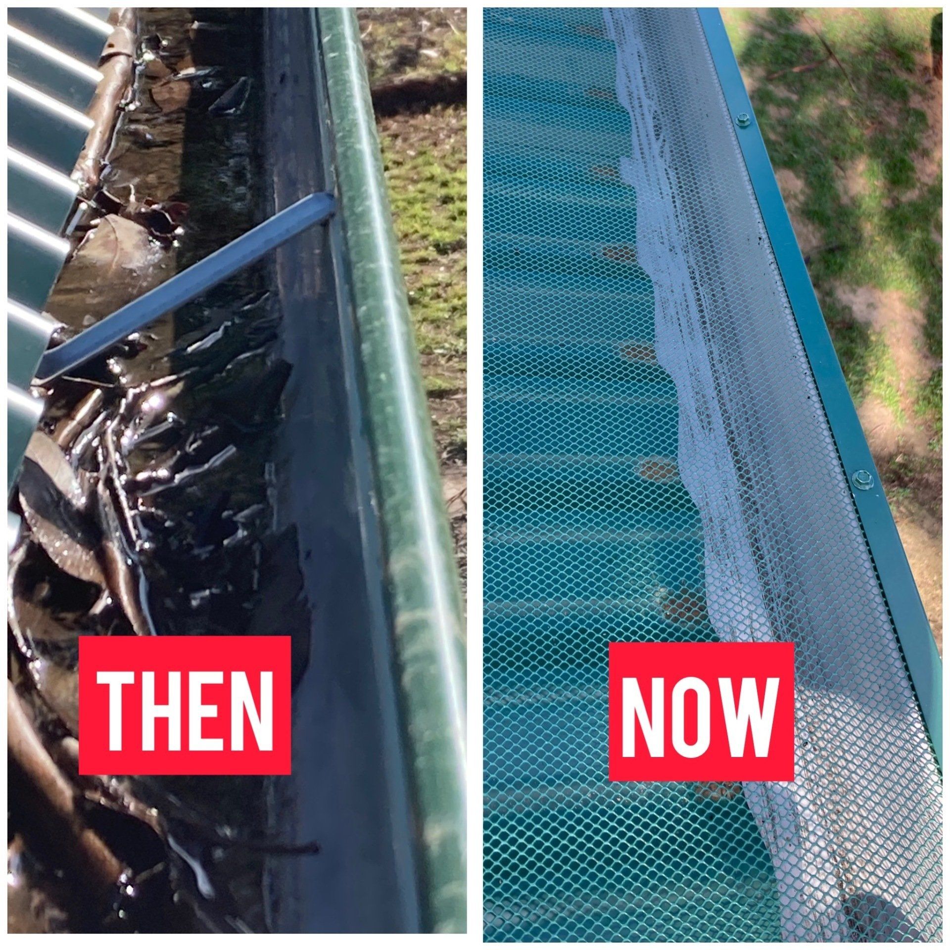 before-and-after gutter guard installation