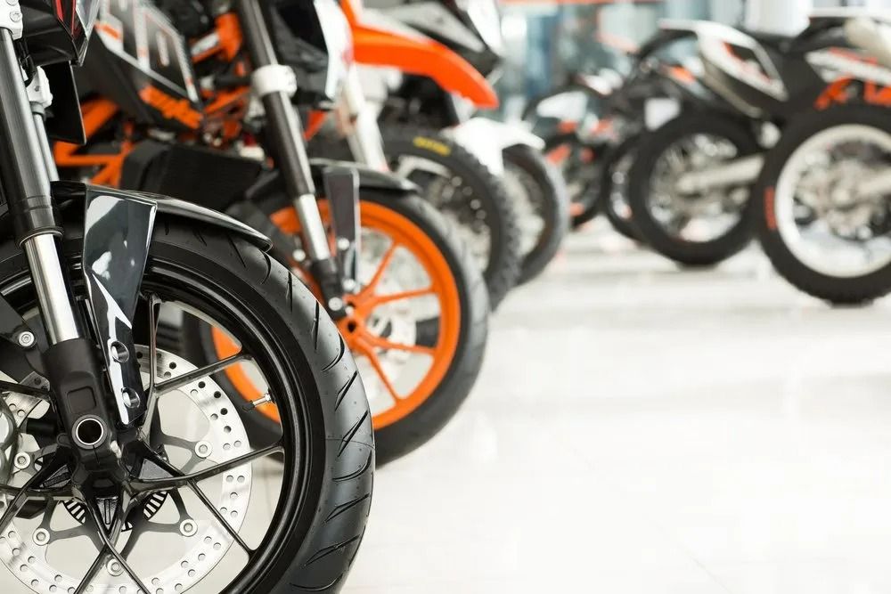 Motorcycles Lined Up in a Showroom — Ben's Tyres in Wellington, NSW