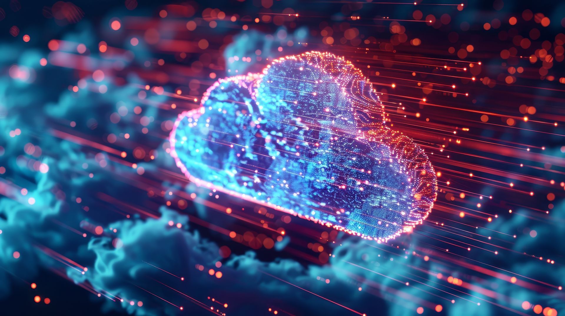 A cloud made of particles is floating in the air.