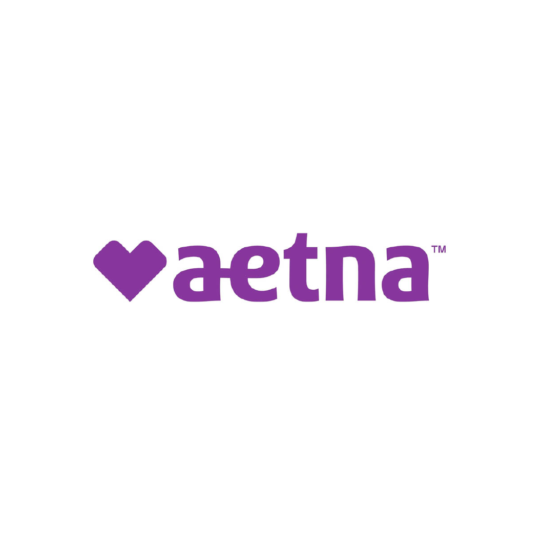 Purple Aetna logo with a heart symbol before the word 