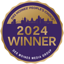 A purple and gold badge that says 2024 winner