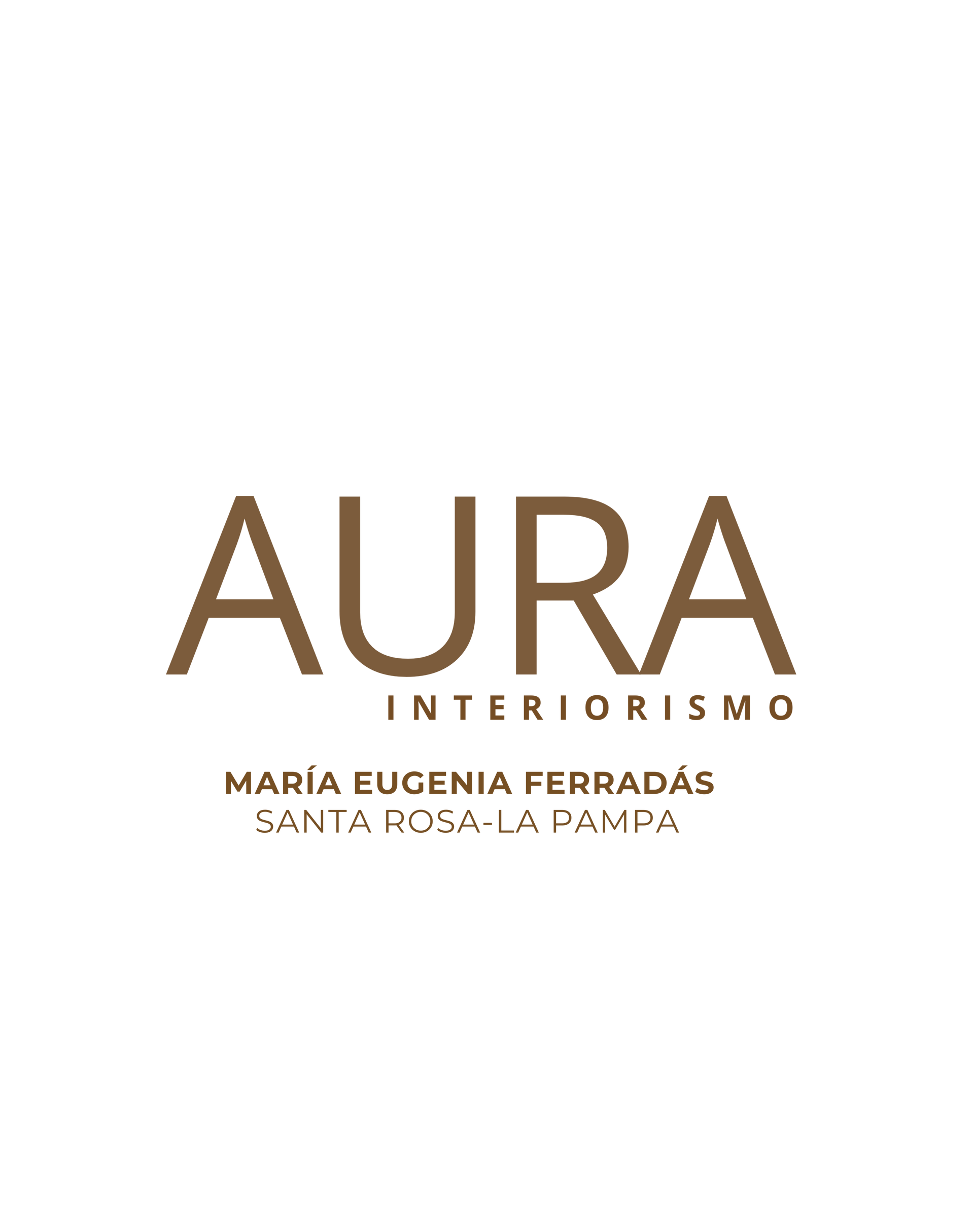 El logo de aura interiorismo está en una pared blanca
