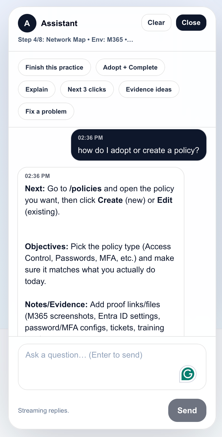 AI chat assistant providing contextual guidance